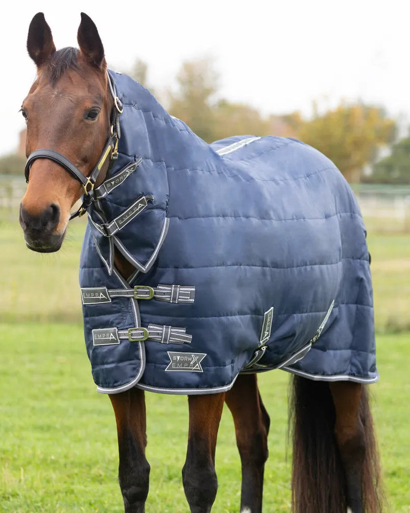 StormX Empra Navy Quilted Horse Stable Rug with Neck Cover - Warm & Comfortable Horse Blanket