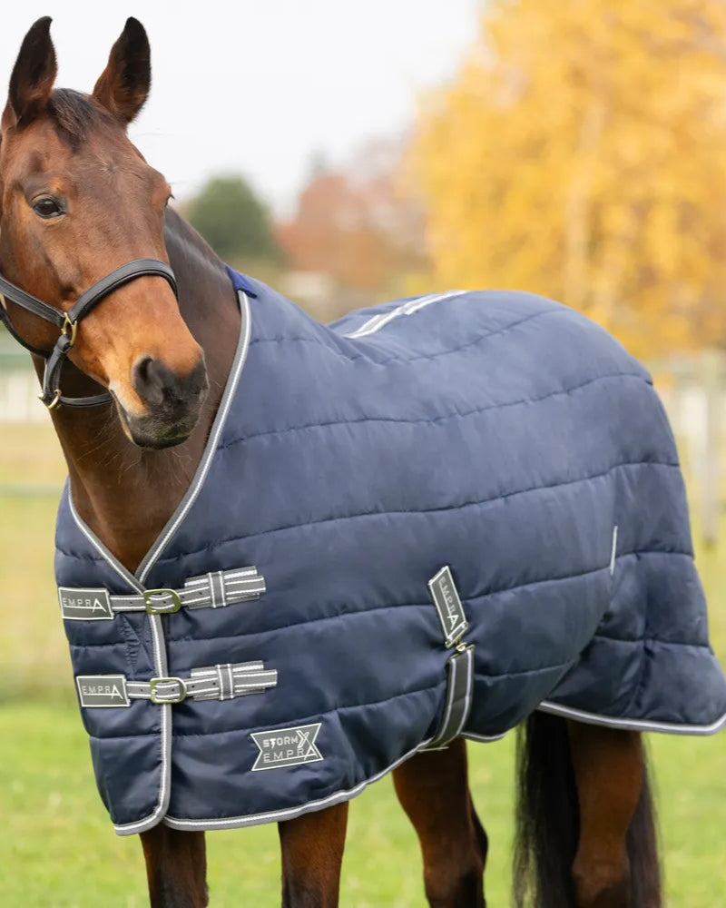 StormX Empra Navy Stable Rug: 100g Horse Blanket from Equiflair. Comfortable & Durable.