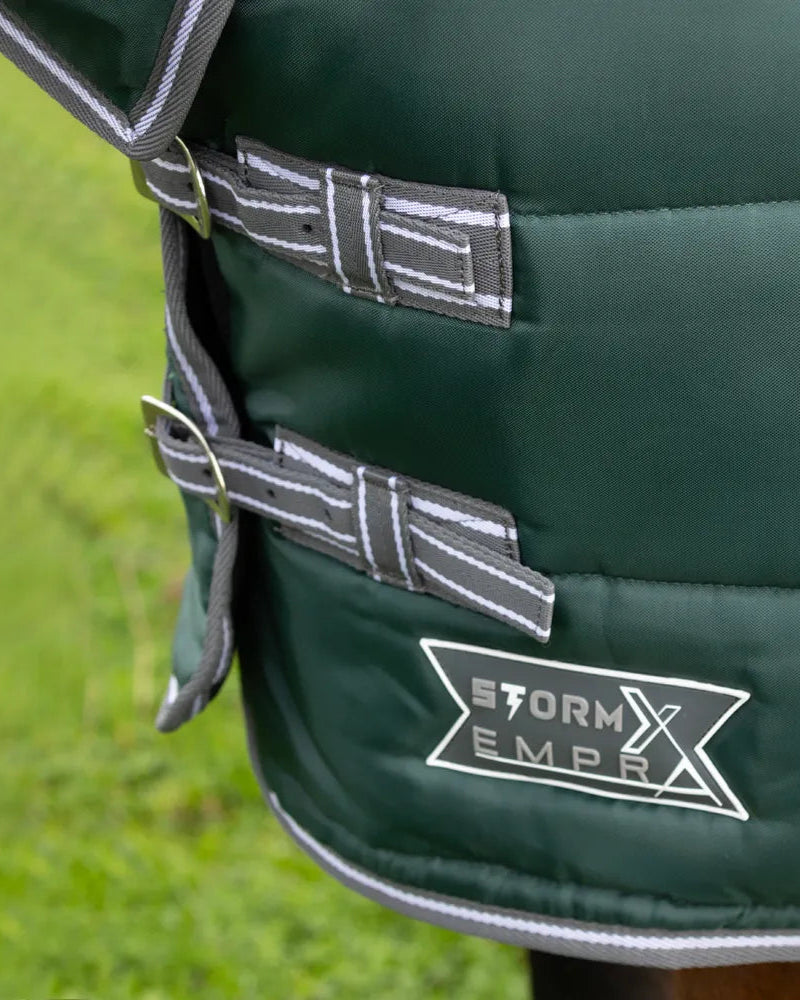StormX Empra 300g Horse Stable Rug Green: Warm Winter Rug with Neck Cover for Horses
