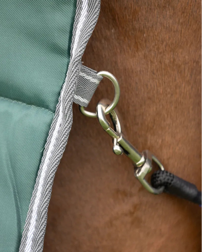 Close-up of Green Horse Stable Rug Attachment - StormX Empra Winter Neck Cover