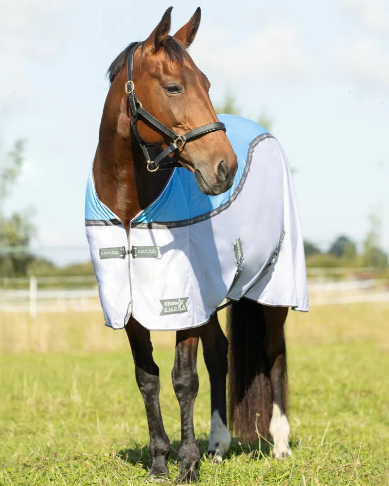 STORMX EMPRA Mesh Horse Cooler Rug - Lightweight, Breathable, Light Blue/Grey