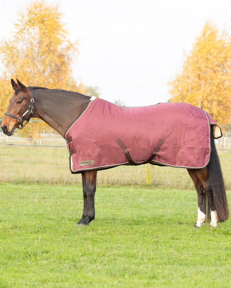 STORMX EMPRA Luxury Burgundy Horse Rug - Equiflair Show Rug for Warmth & Comfort