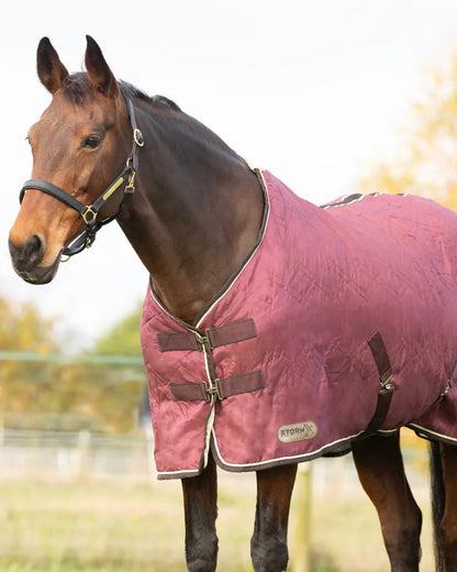 Burgundy STORMX Empra Luxury Horse Show Rug from Equiflair: Warm, Faux Fur Lined Rug for Horses