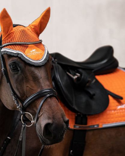 SCHOCKEMOHLE NEO STAR Orange Fly Veil - Horse Insect Protection, Equestrian Gear, Horse Riding Accessory