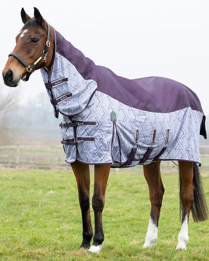 STORMX DEFENCEX Shield Quagga Fly Rug - Purple/White Horse Rug | Zebra Pattern, Waterproof, UV Protection at Equiflair