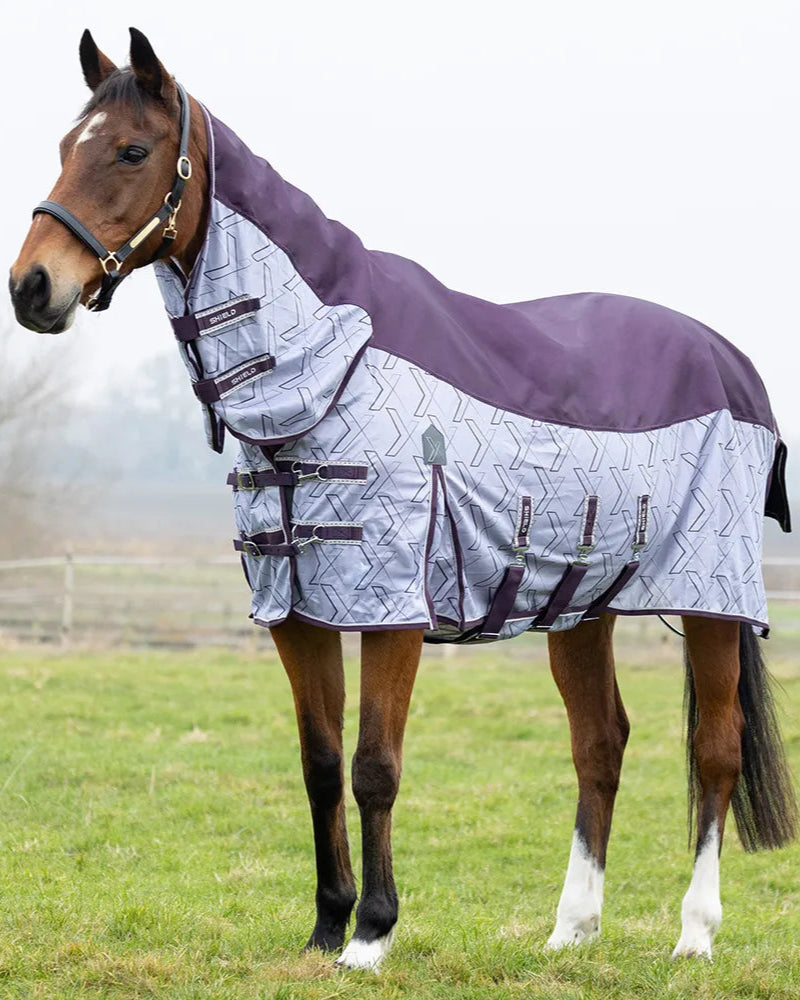 STORMX DEFENCEX Shield Quagga Fly Rug - Purple/White Horse Rug | Zebra Pattern, Waterproof, UV Protection at Equiflair