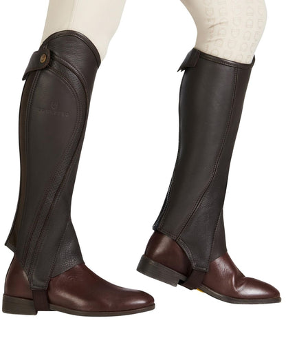 Equestro Unisex Gaiters Perforated Leather Maximum Comfort Brown | Equiflair