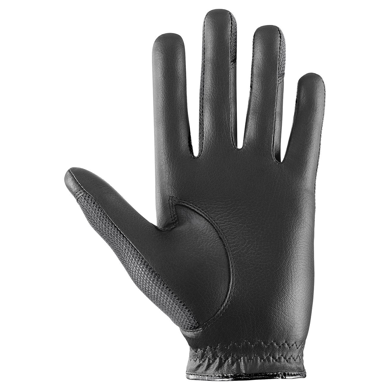 UVEX Sumair Glamour Riding Glove - Black Leather Equestrian Glove for Women, Breathable & Grip