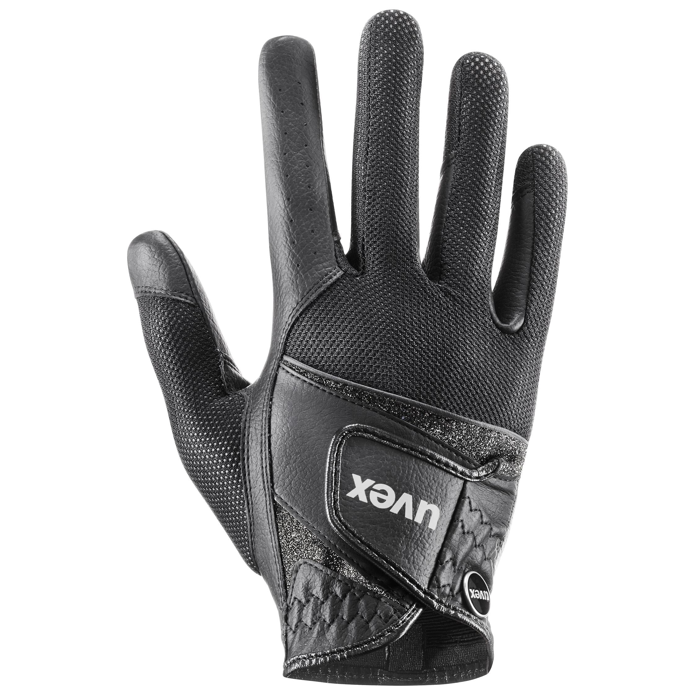 UVEX SUMAIR GLAMOUR Black Riding Glove - Non-Slip Equestrian Glove with Glitter Detail