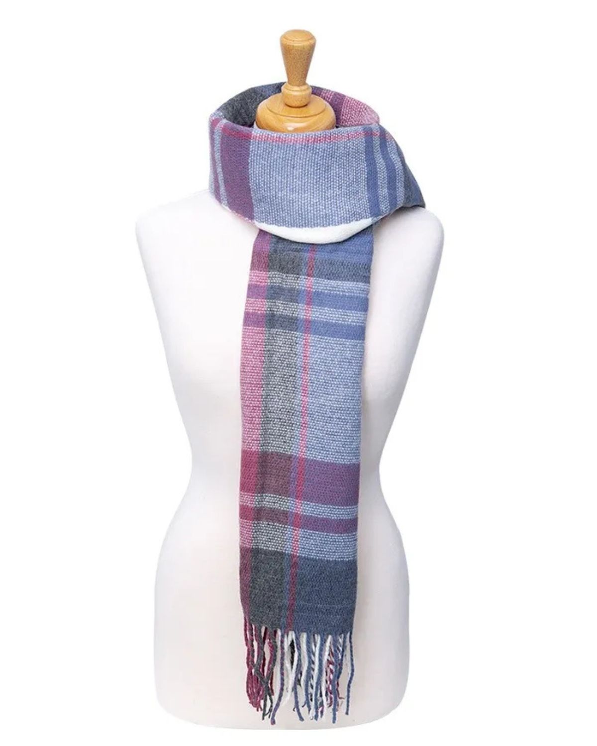 Hy Equestrian Ladies Supersoft Tartan Scarf Grape/Riviera/White