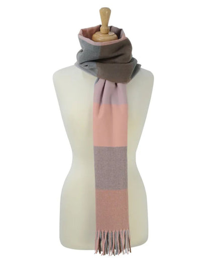 Hy Equestrian Cumbria Soft Touch Scarf Blush Pink/Dark Grey/Brown
