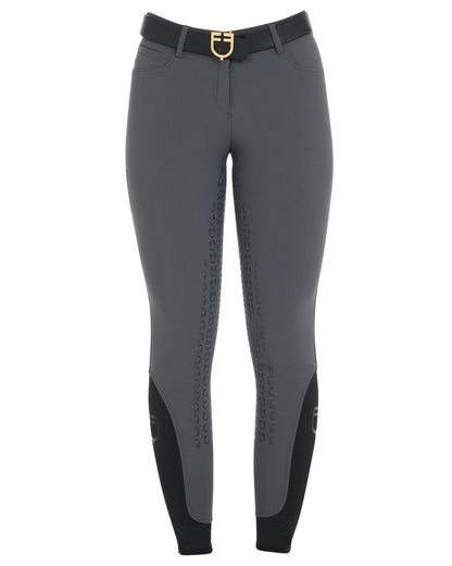 Equestro Women's Full Grip Slim Fit Breeches Asphalt - Riding Legwear Clothing 36