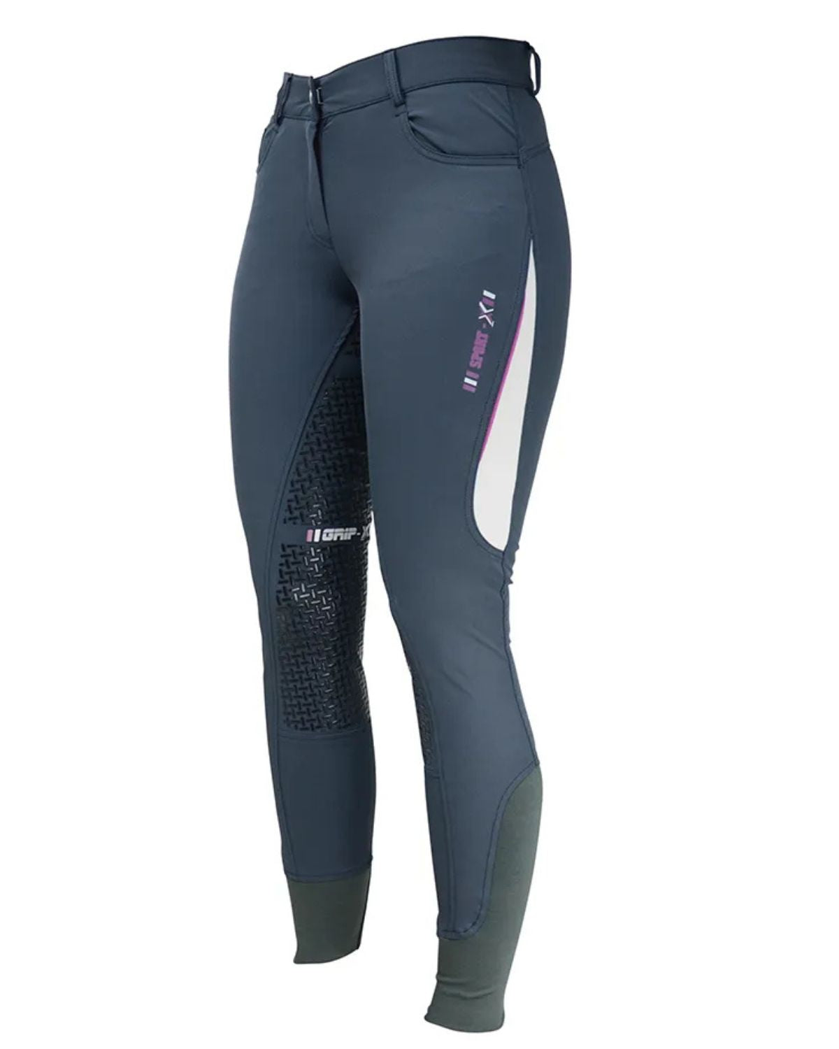 Hy Equestrian Sport Dynamic Ladies Breeches Raspberry Rose/Grey