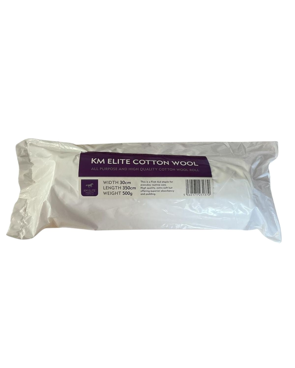 KM Elite Cotton Wool Roll 500g - All Purpose, High Quality for Horse & Pet First Aid, Wound Care, Padding & Absorbency