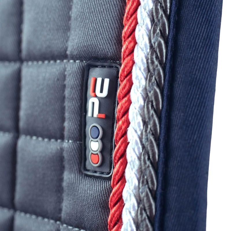 Premier Equine Grey Dressage Saddle Pad: Close Contact, Cotton, European Style. Horse riding equestrian equipment.