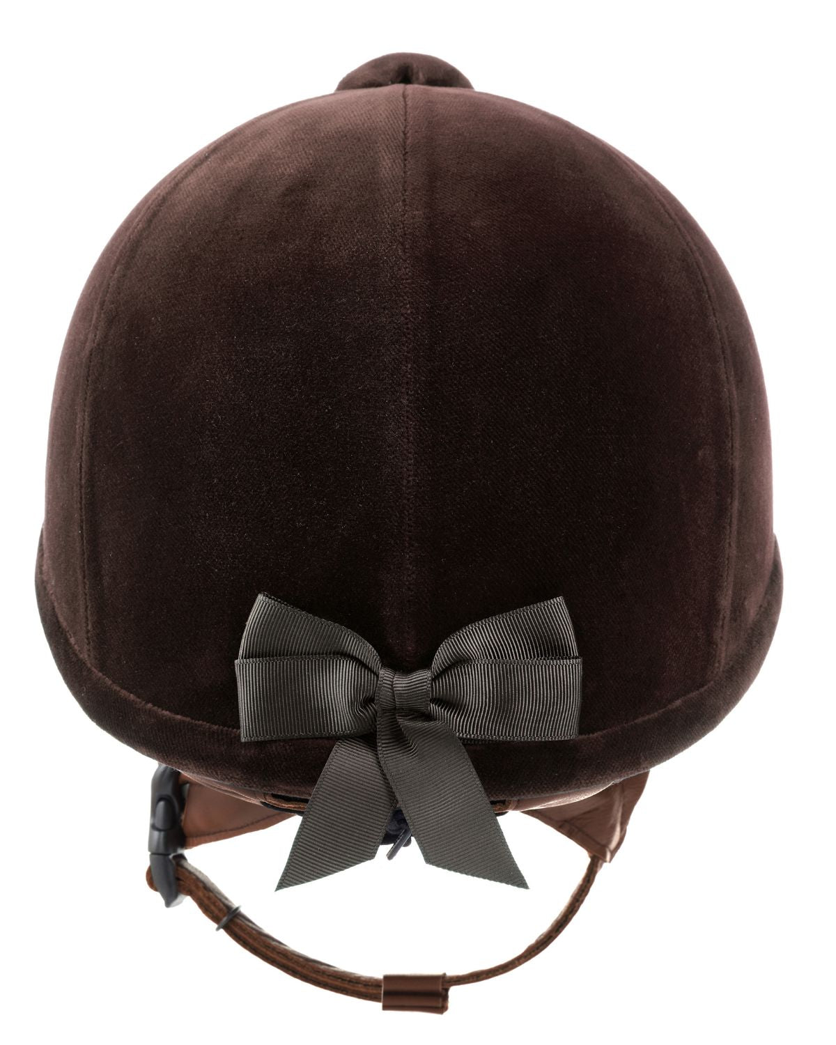 Charles Owen Hampton Brown Equestrian Helmet with Velvet Finish and Bow Detail - Stylish Riding Gear