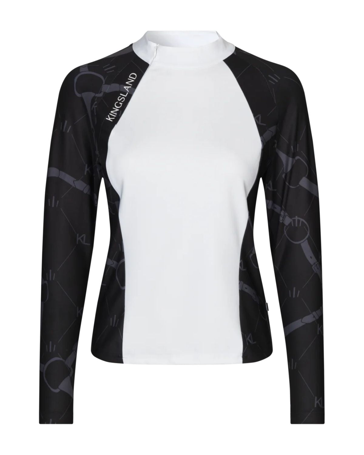 KINGSLAND KLVEA Ladies Show Shirt - Navy Equestrian Print Long Sleeve Performance Top with White Front | Equiflair