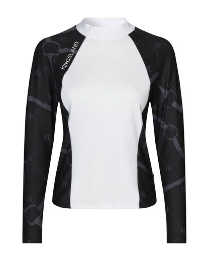 KINGSLAND KLVEA Ladies Show Shirt - Navy Equestrian Print Long Sleeve Performance Top with White Front | Equiflair