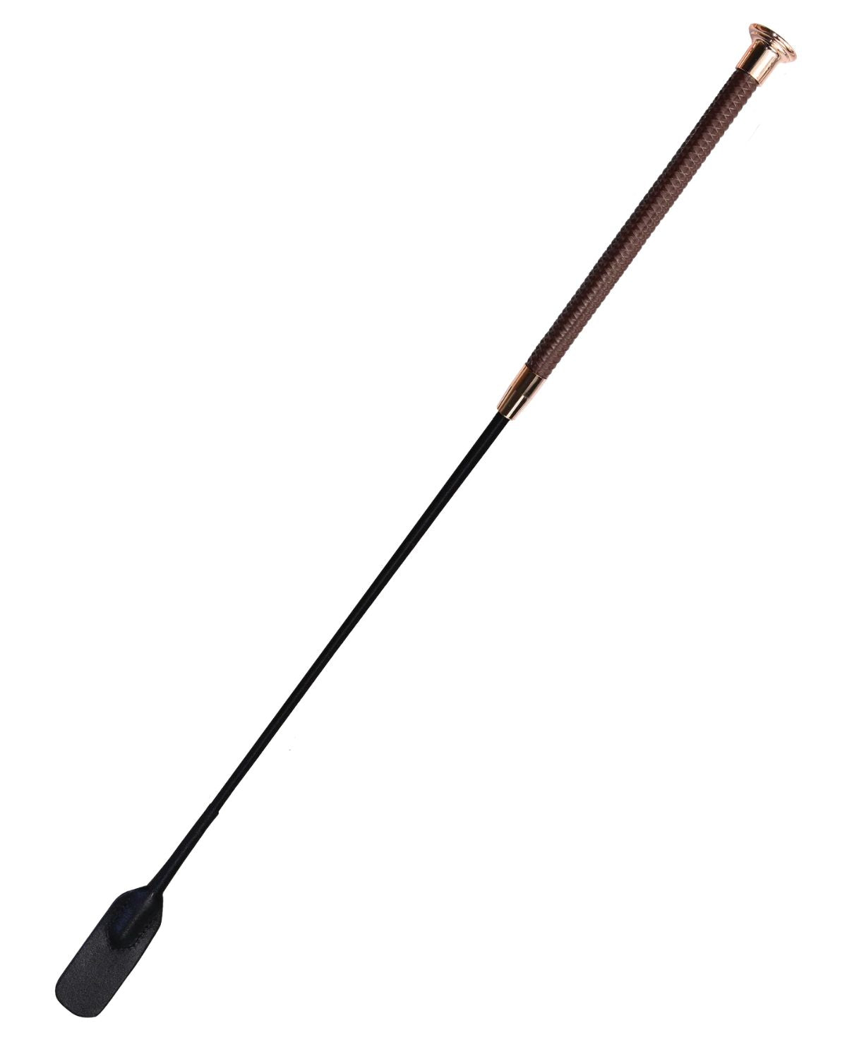 Woof Wear Diamond Chocolate Riding Whip - Rose Gold Hardware & Leather Flapper - Equestrian Training & Competition