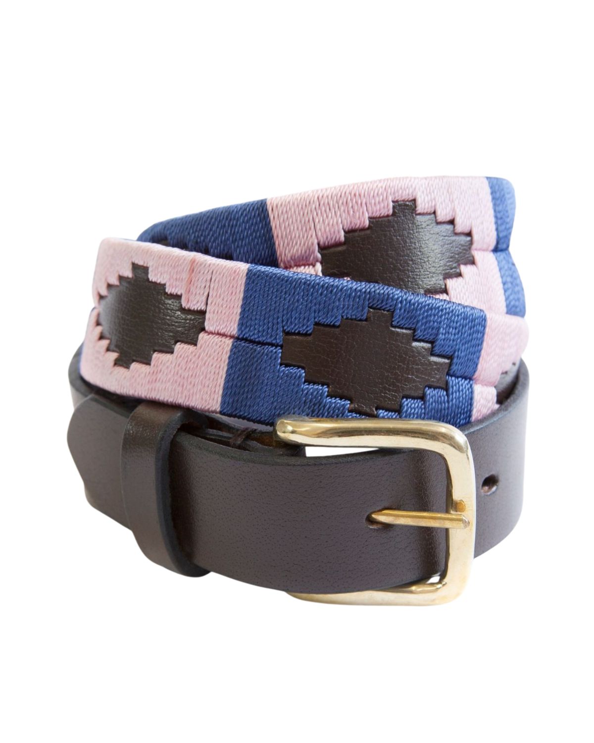 KM Elite Polo Belt Blush - Pink & Navy Leather Belt by Equiflair. Stylish & Durable Equestrian Fashion Accessory
