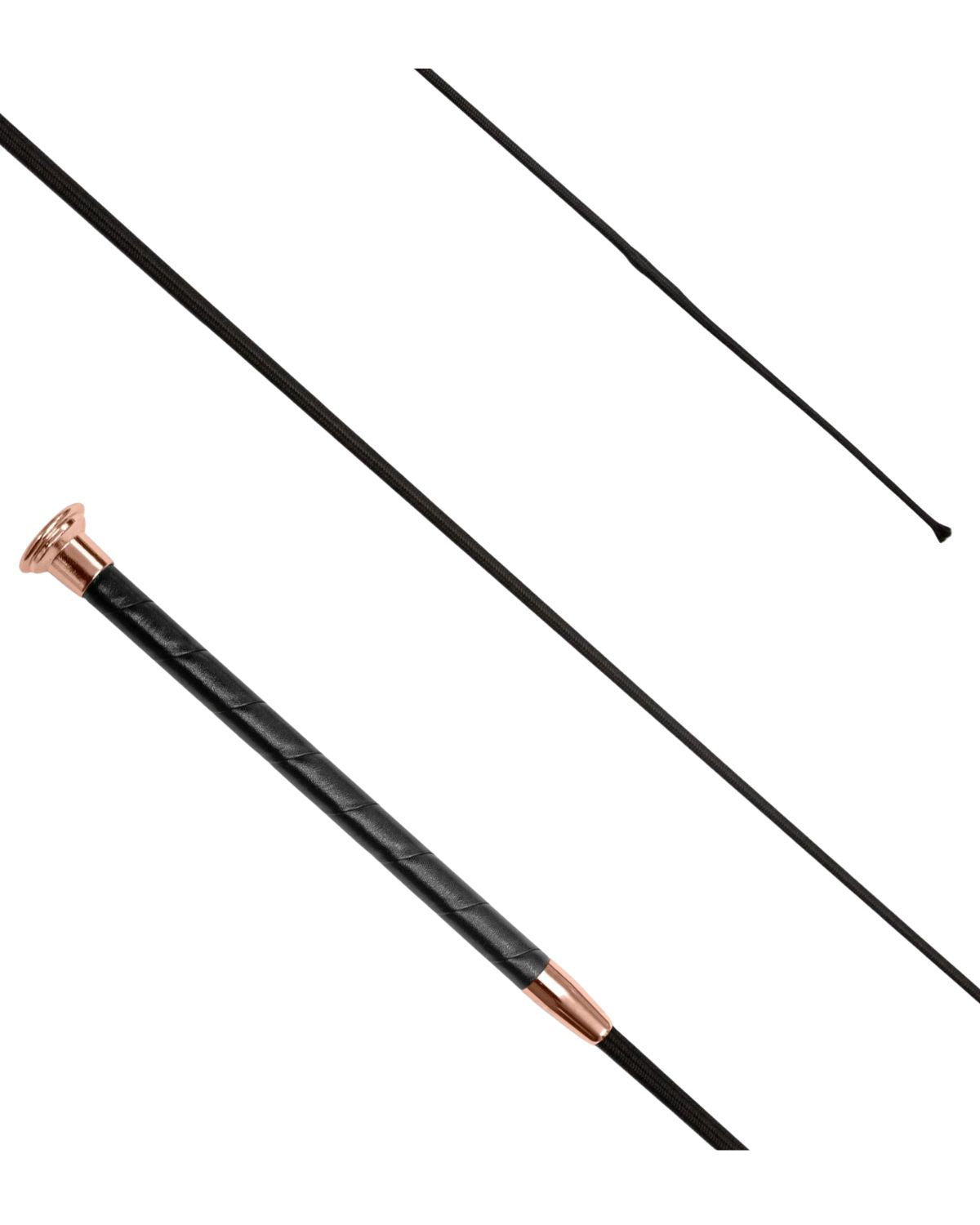 Equiflair Dressage Whip - Black Leather Grip with Rose Gold Cap. Dressage & Training Whip.
