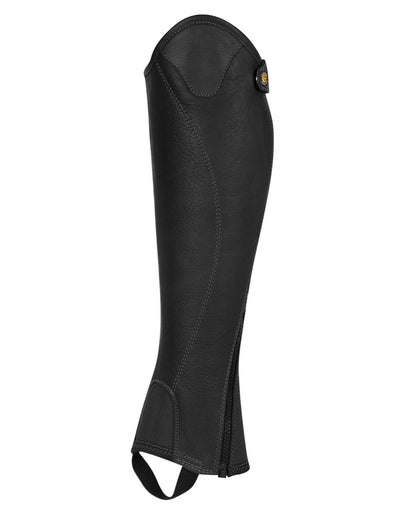 Equestro Unisex Short Leather Gaiters With Side Zip Black - Riding Wear XXS