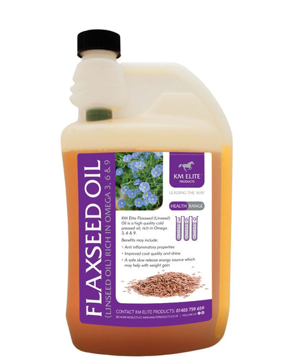 KM Elite Flaxseed Oil - Horse Supplement Omega 3 6 9 - Supports Coat, Joints, & Digestion