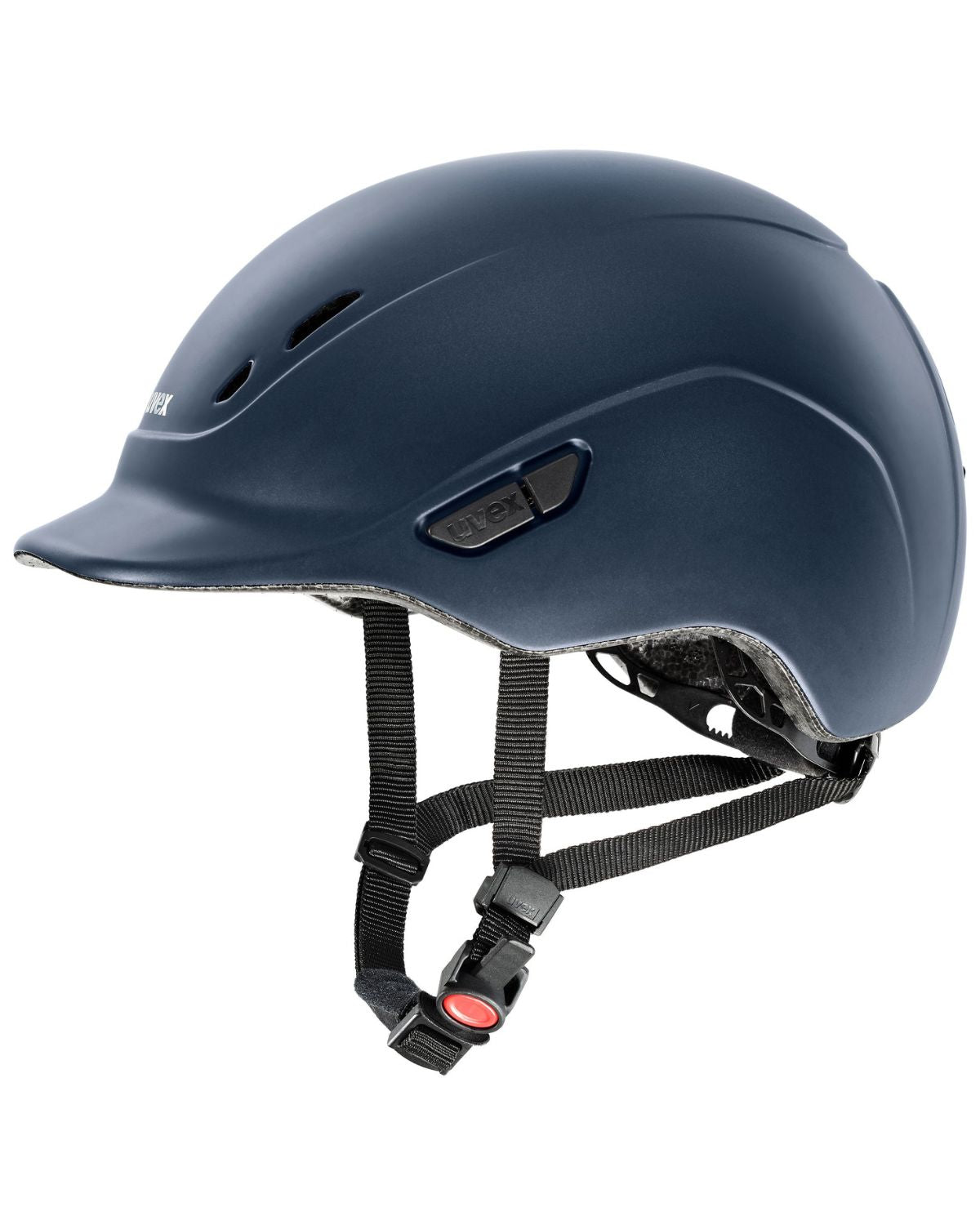 UVEX KIDDOX Navy Riding Helmet. Junior size, matt finish, adjustable fit. Safety gear for kids.
