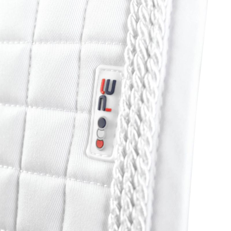 Premier Equine White Cotton Saddle Pad - GP/Jump Square. High-Quality Equestrian Tack.