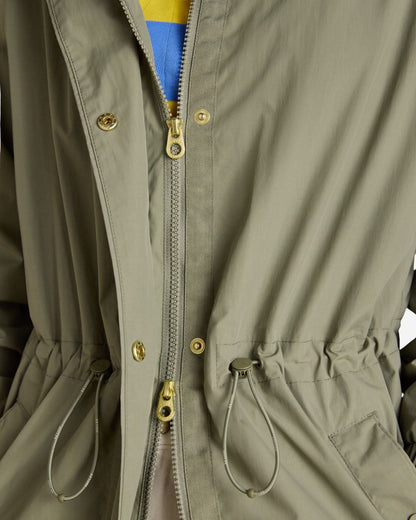 Joules Hensley Khaki Green Longline Waterproof Coat with Packable Hood