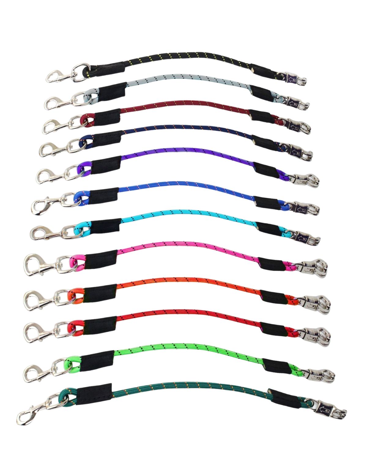 Colorful Horse Trailer Bungee Ties: Black, Gray, Red, Navy, Purple, Blue, Teal, Pink, Orange, Green. Equine Safety Accessories