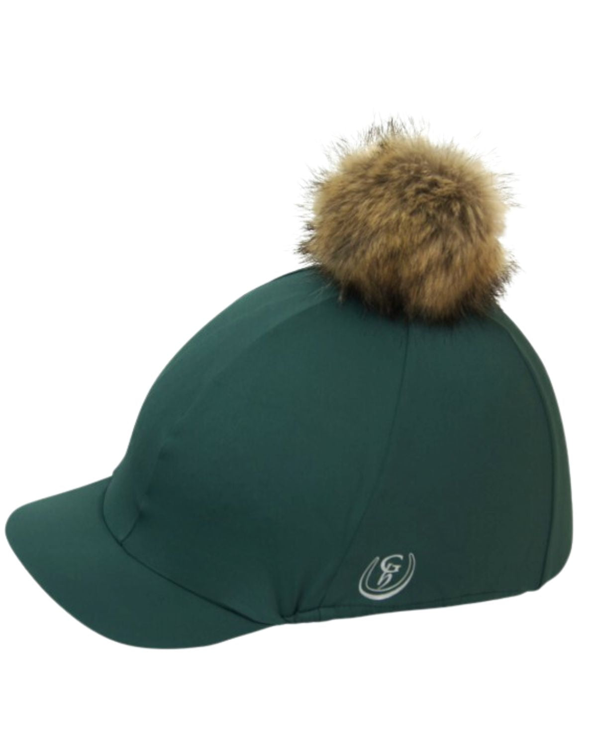 GATEHOUSE Stretch Hat Cover with Detachable Pompom - Hunter Green, Jockey Skull Cap Cover, Horse Riding Gear