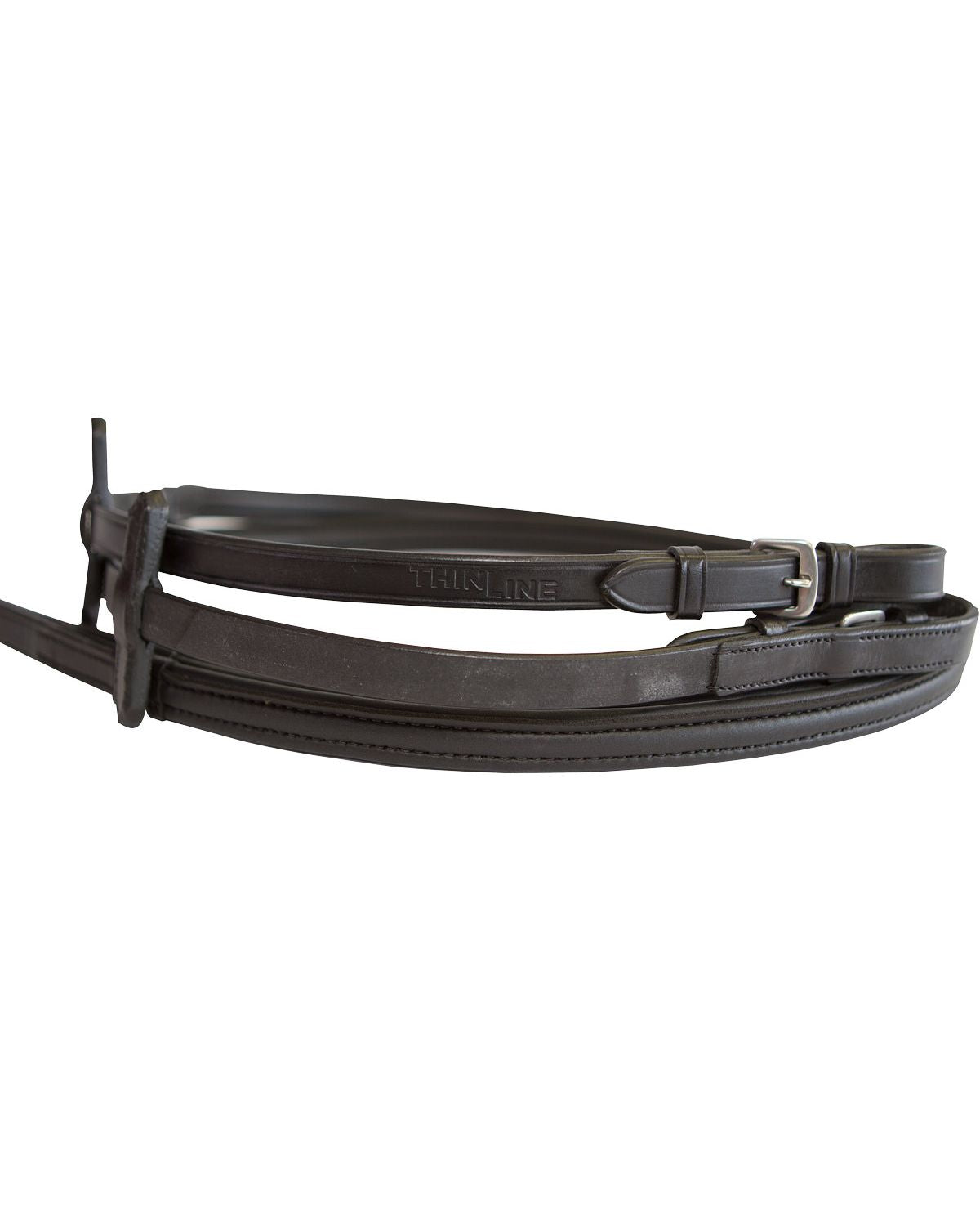 ThinLine English Reins Non-Slip Grip Buckle Without Stoppers Black