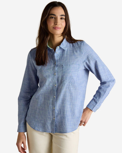 Joules Ida Blue Puppytooth Long Sleeve Cotton Shirt | Equiflair