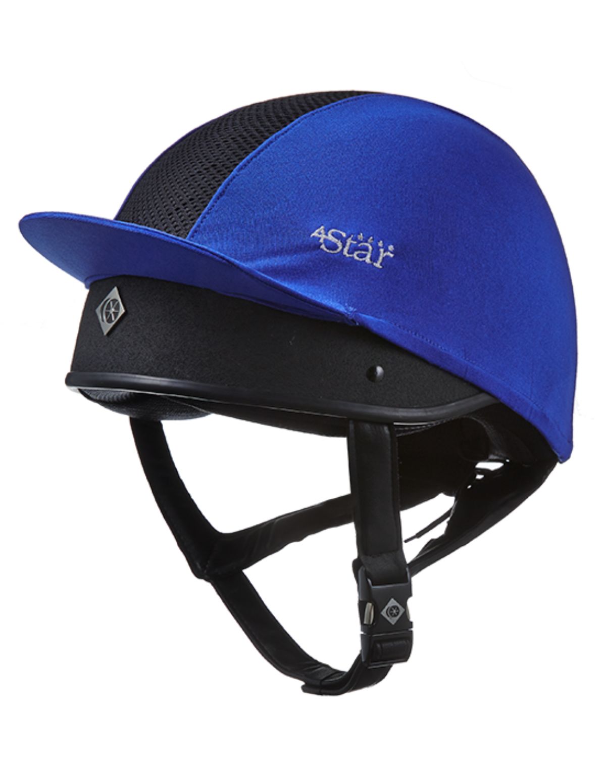 Charles Owen 4 Star Royal Blue Cross Country Helmet Silk Cover - Equiflair