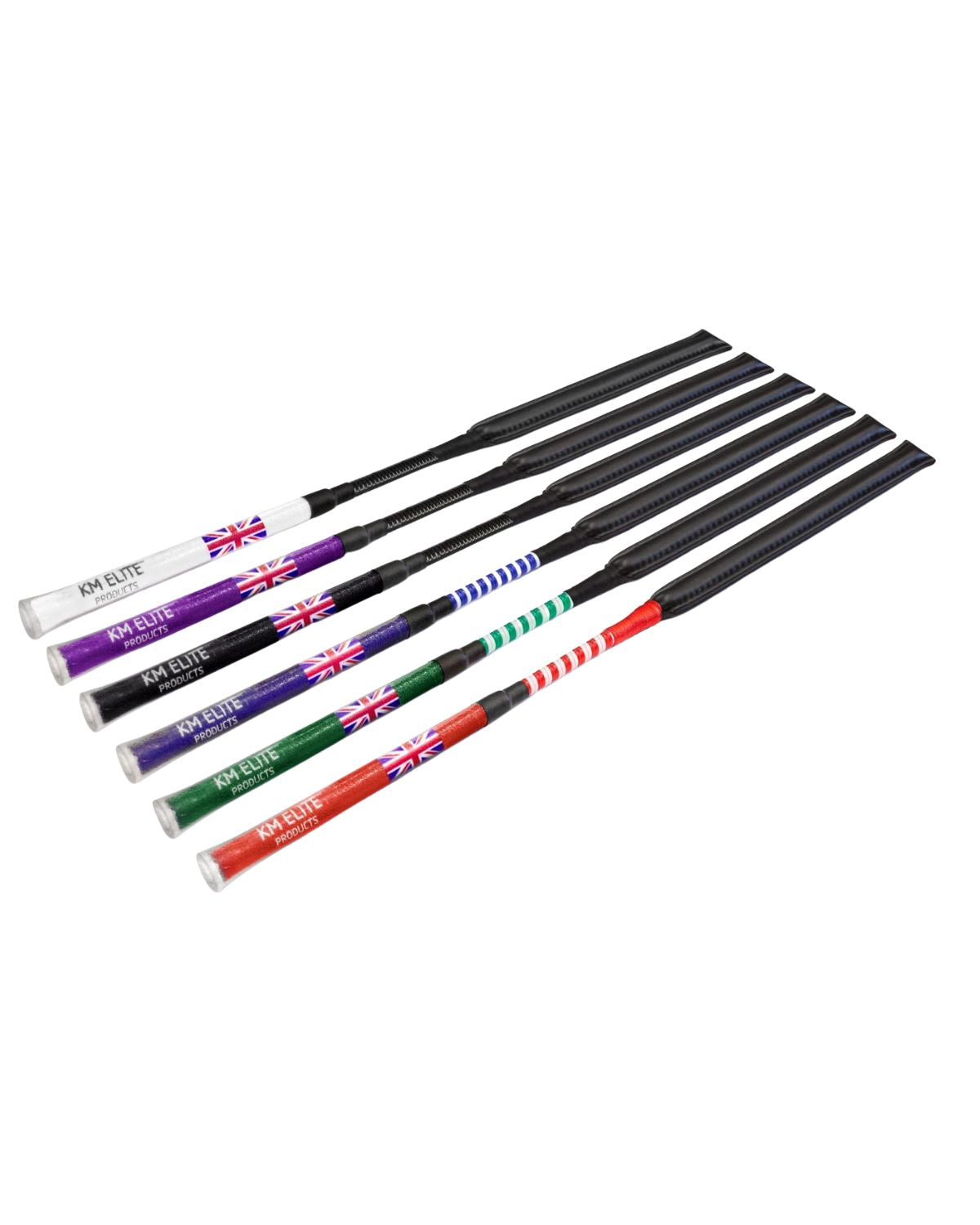 KM Elite Cush Grip Jump Bat Slimline Whip in multiple colors. BSJA Standards compliant, horse riding accessory