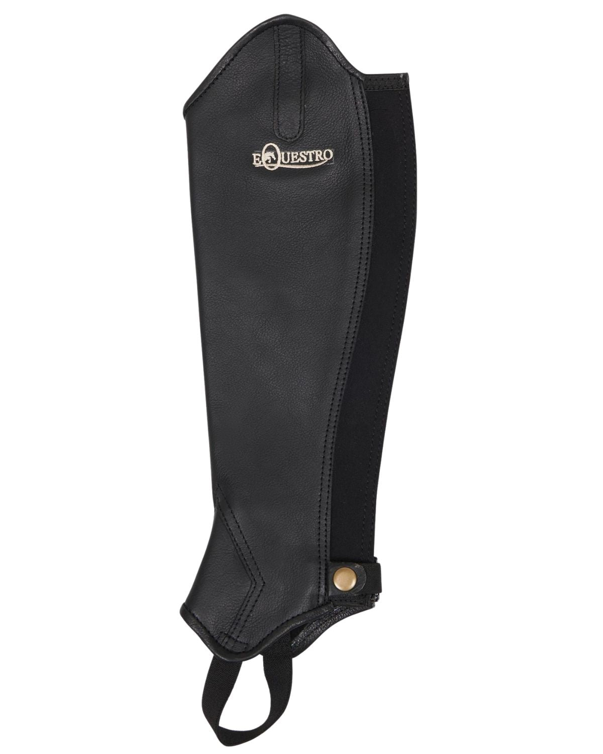 Equestro Unisex Soft Leather Gaiters With Rear Zip Black - Riding Wear XXS