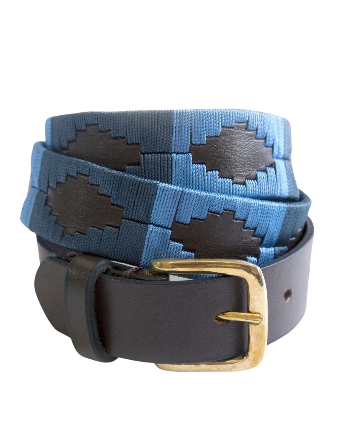 KM Elite Sapphire Polo Belt: Blue and Navy Leather Belt with Gold Buckle | Equiflair