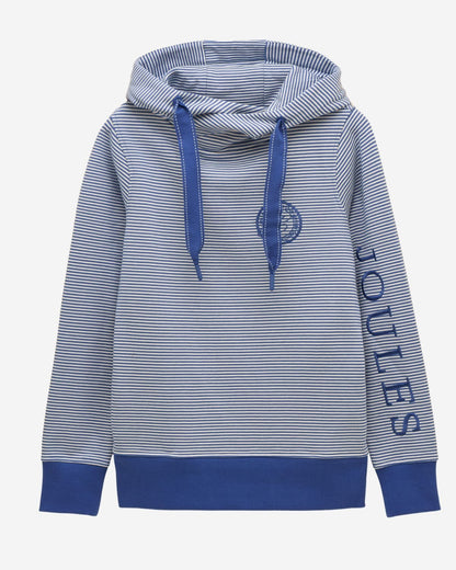 Joules Rushton Blue & White Striped Cotton Cowl Neck Hoodie | Equiflair
