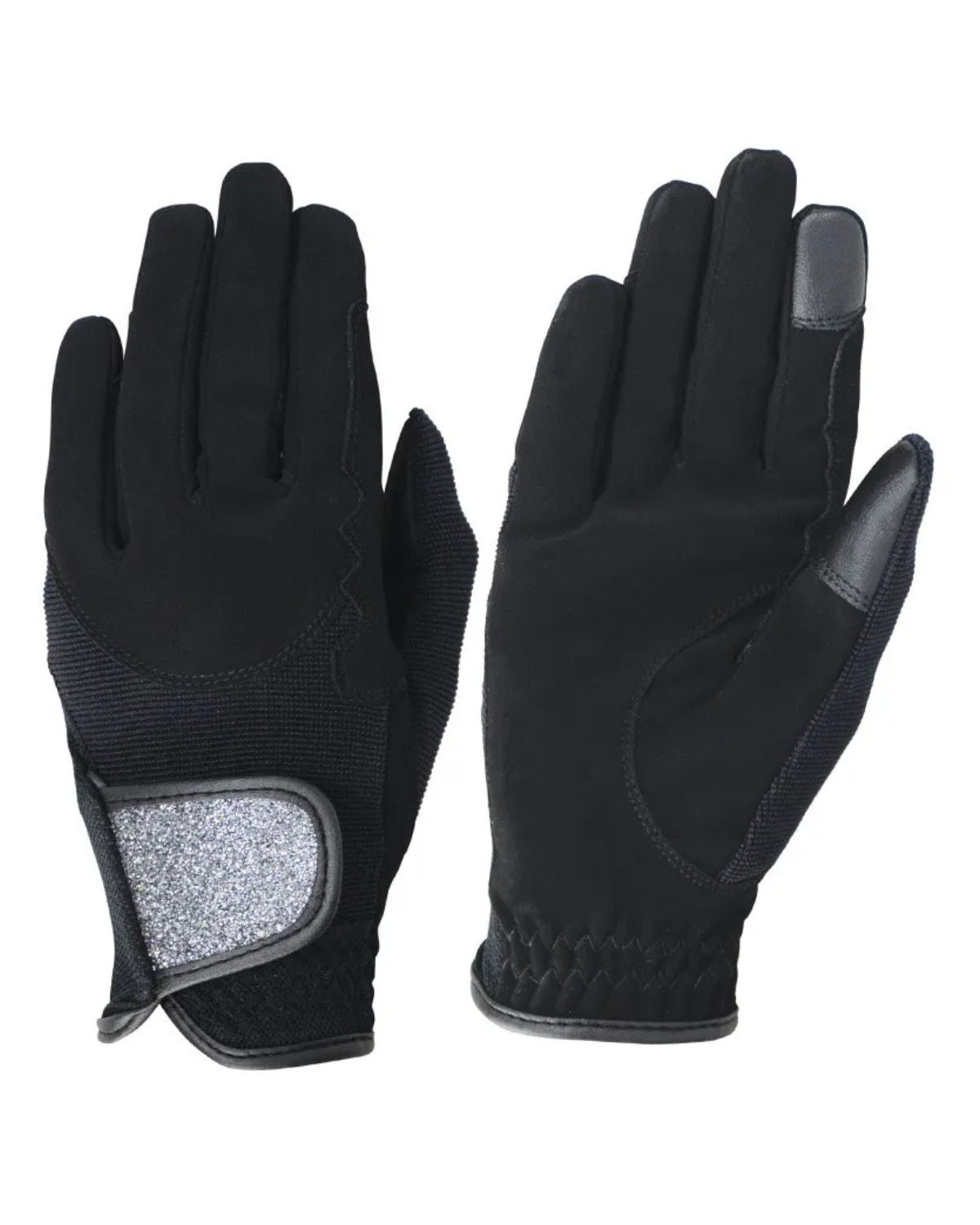 Hy Equestrian Roka Riding Gloves Black/Silver