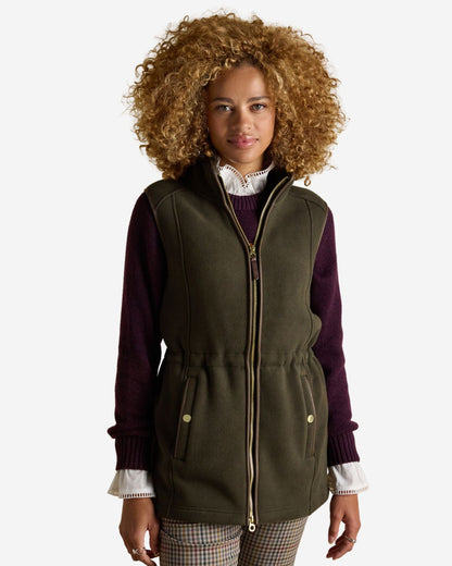 Joules Heritage Khaki Green Longline Fleece Gilet - Clothing Leisure Wear UK 8