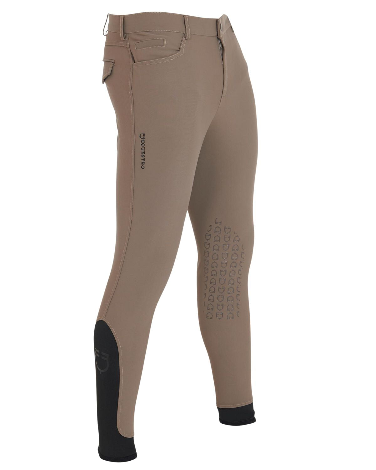 Equestro Men's Slim Fit Grip Breeches With Logo Walnut