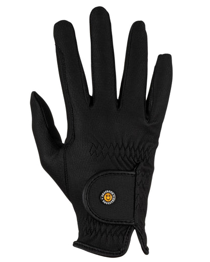 Equestro Unisex Gloves In Synthetic Leather With Tear Away Closure Black