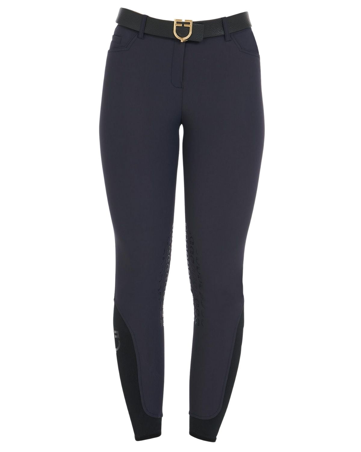 Equestro Women's Slim Fit Grip Breeches With Logo Navy