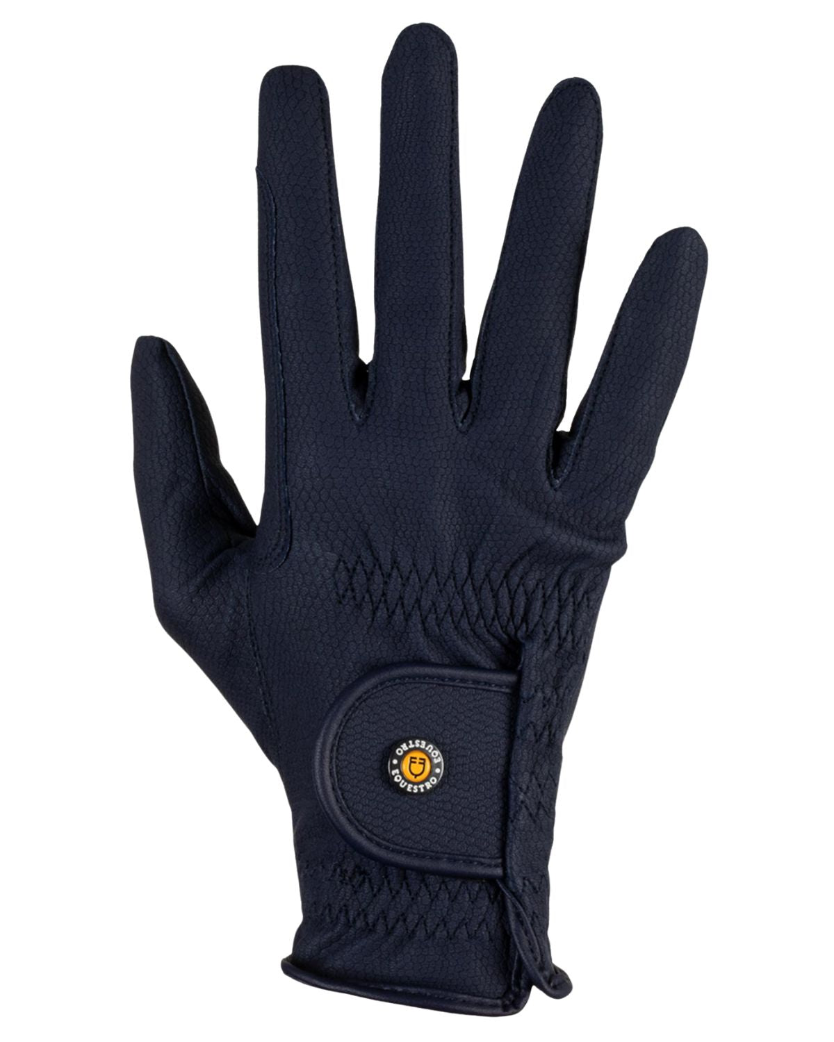 Equestro Unisex Gloves In Synthetic Leather With Tear Away Closure Navy