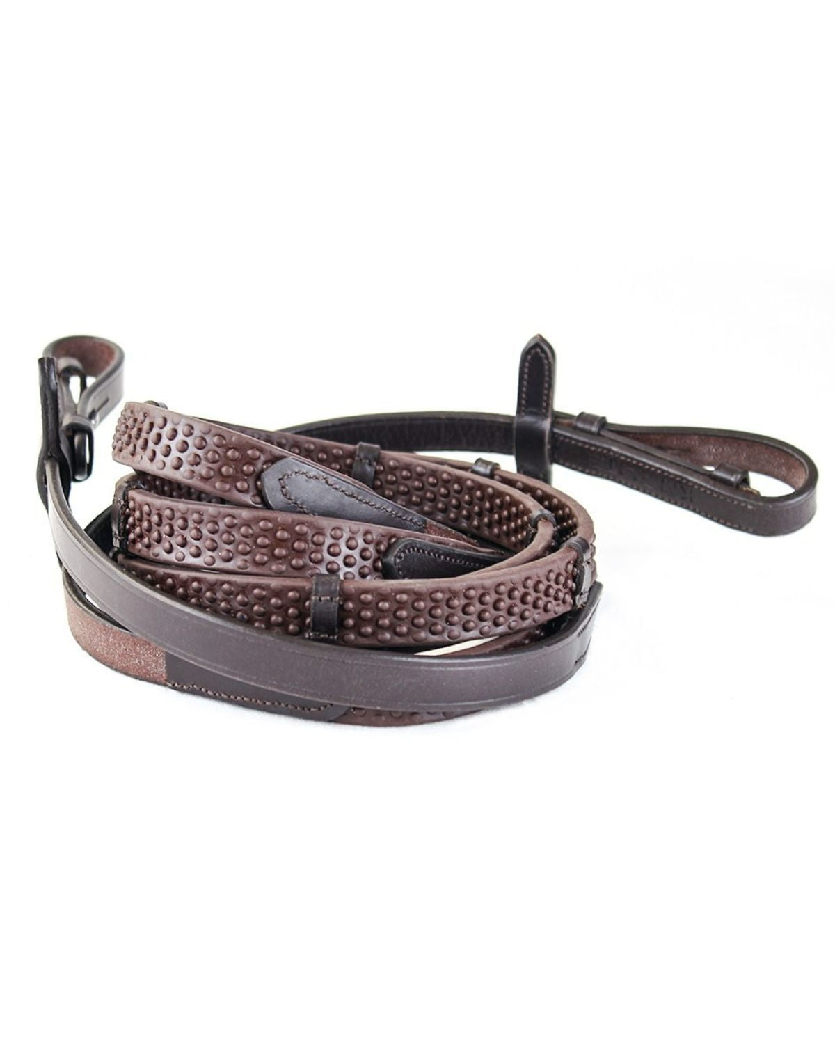 KM Elite Pro Grip Eventer Reins With Stoppers Havana