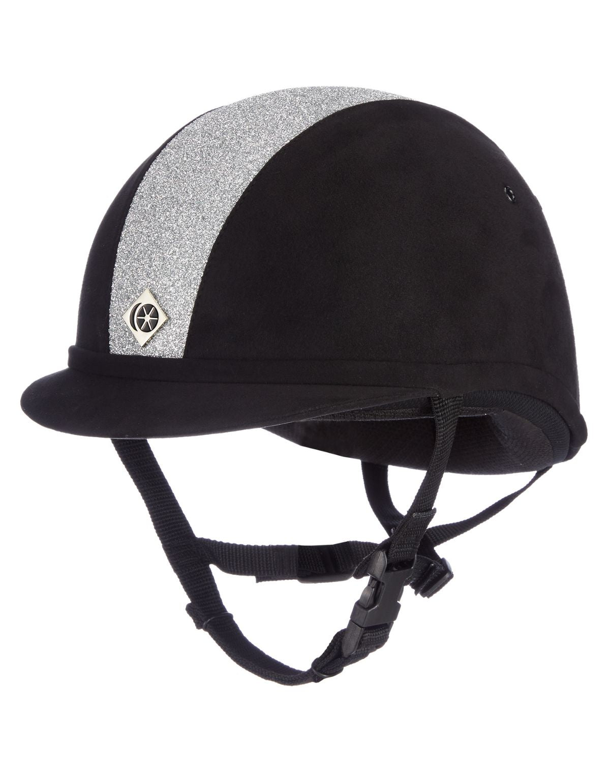 Charles Owen YR8 Sparkly Junior Equestrian Helmet - Black & Silver Riding Safety Headgear