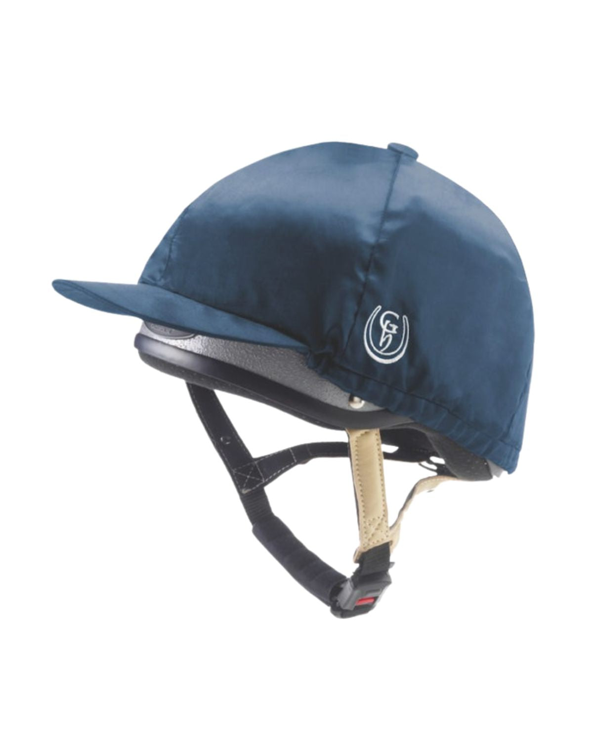Gatehouse Hat Silk Navy Blue - Equestrian Helmet Cover with Logo & Grip - Shop Equiflair