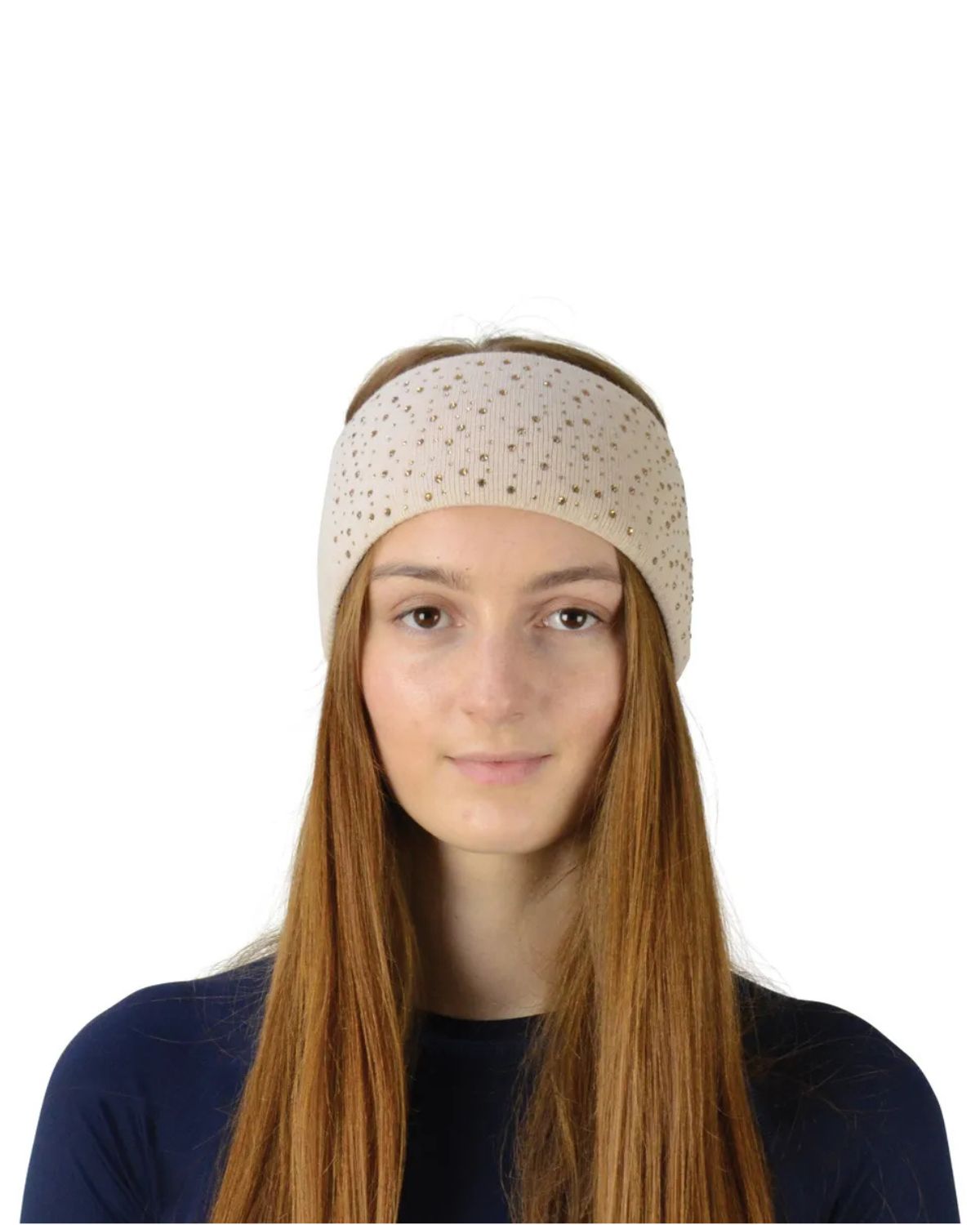 Hy Equestrian Alaska Diamante Headband Beige/Gold