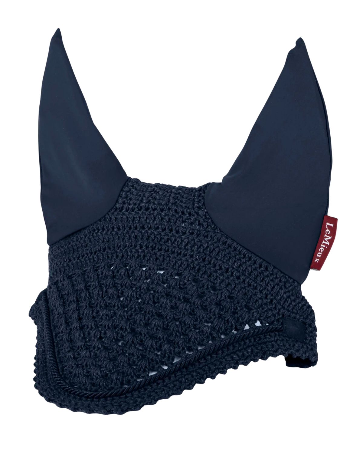 LeMieux Vogue Navy Fly Hood - Crochet Horse Bonnet with Ear Protection | Equiflair